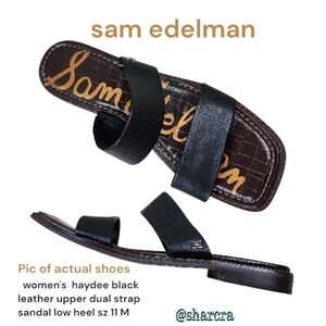 Sam Edelman women's haydee Sandals black leather upper dual strap low Heel 11 M